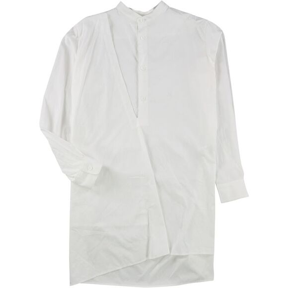 Y's Womens 4-Button Tunic Blouse White M DM